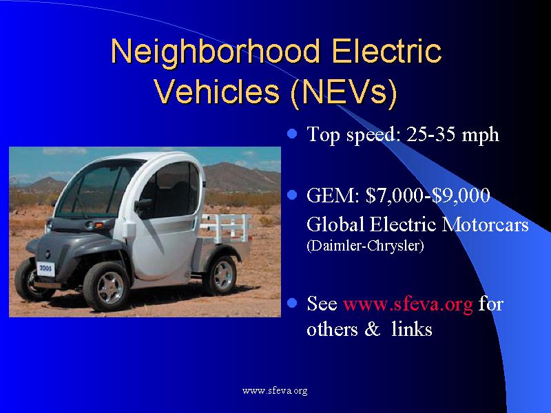 Neighborhood Electric Vehicles (NEVs)